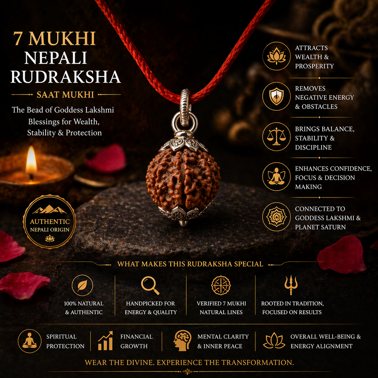Agniveda™ 7 Mukhi Nepali Rudraksha