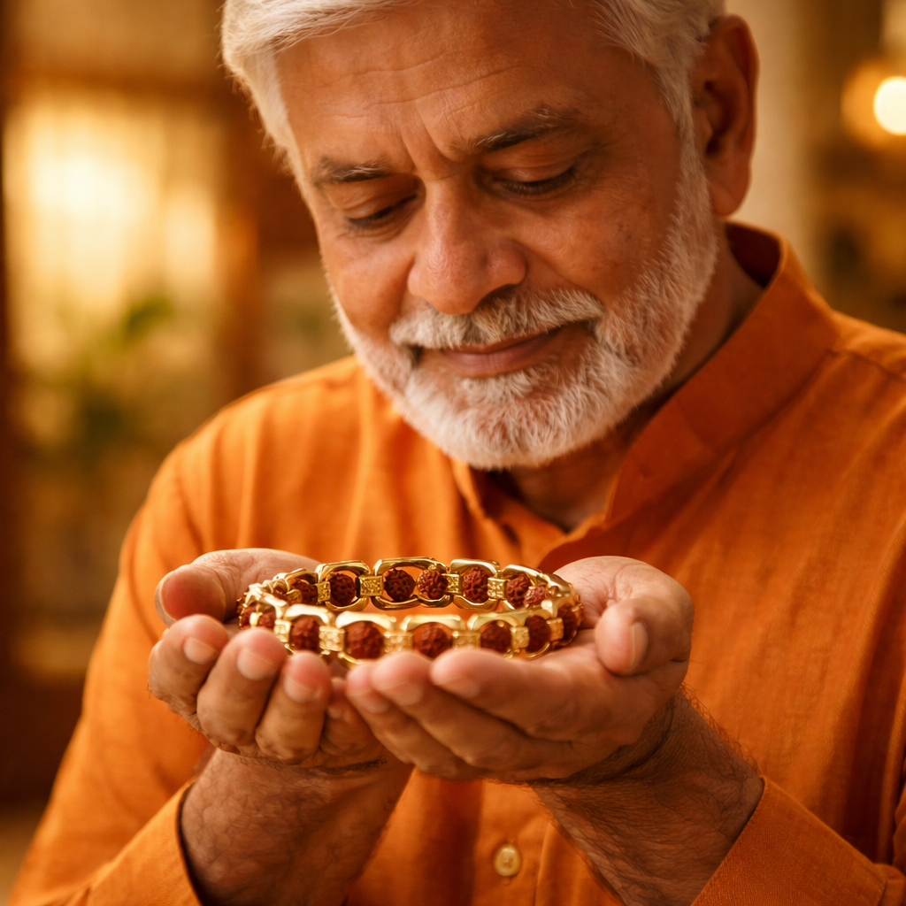 Agniveda Gold Plated Essential Rudraksha Bracelet