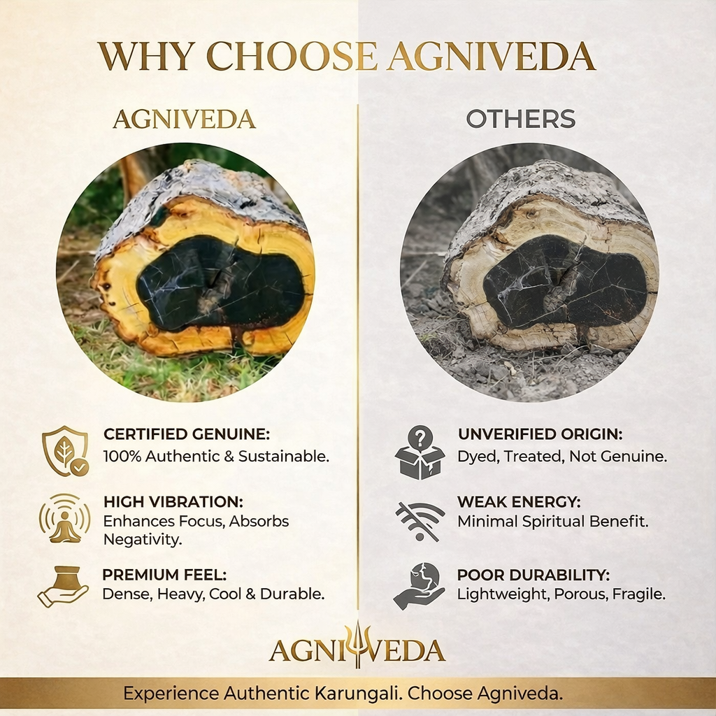 🌿 Agniveda Original Karungali Mala — 108+1 Beads