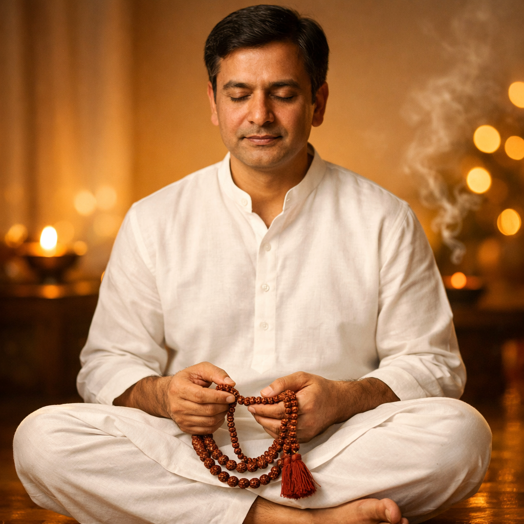 Agniveda Panchmukhi Rudraksha Mala — 108+1 Beads
