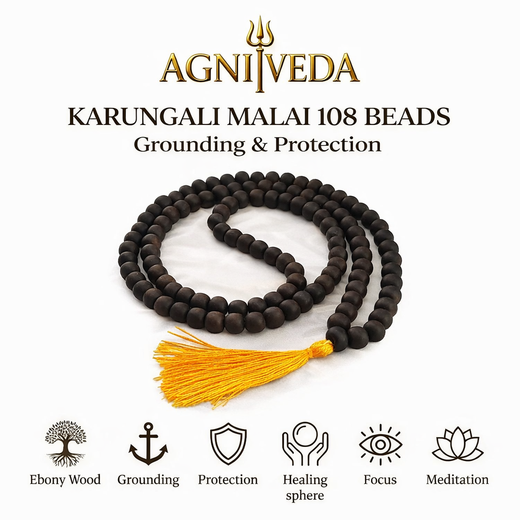 🌿 Agniveda Original Karungali Mala — 108+1 Beads