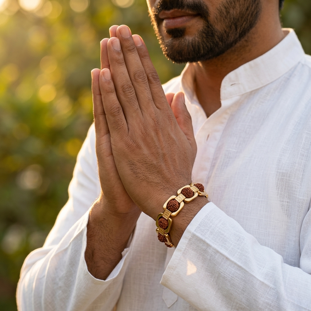 Agniveda Gold Plated Essential Rudraksha Bracelet