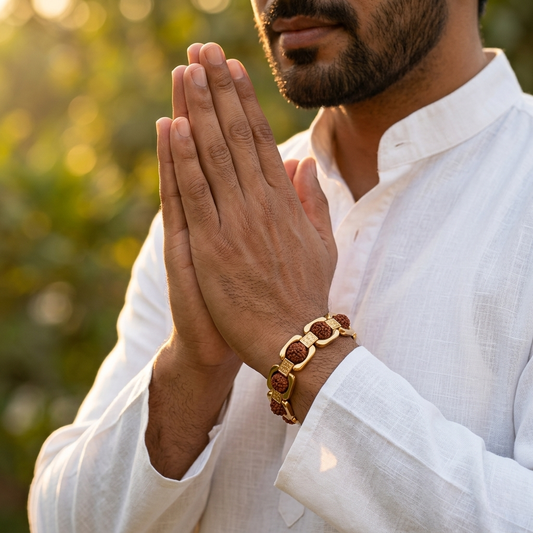 Agniveda Gold Plated Essential Rudraksha Bracelet