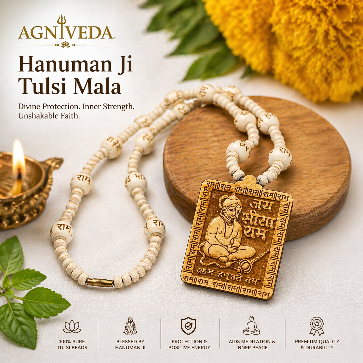Agniveda Hanuman Tulsi Shakti Mala(BUY 1 GET 1 FREE)