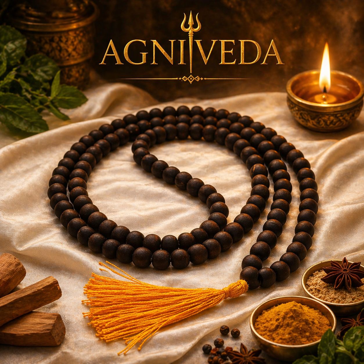 🌿 Agniveda Original Karungali Mala — 108+1 Beads