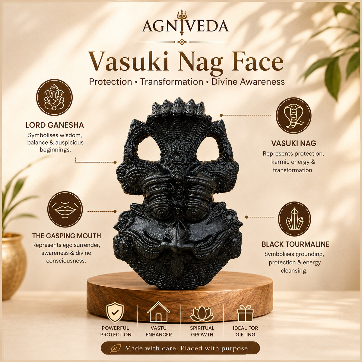 Kirtimukha Black Tourmaline Protection Kavach | Agniveda