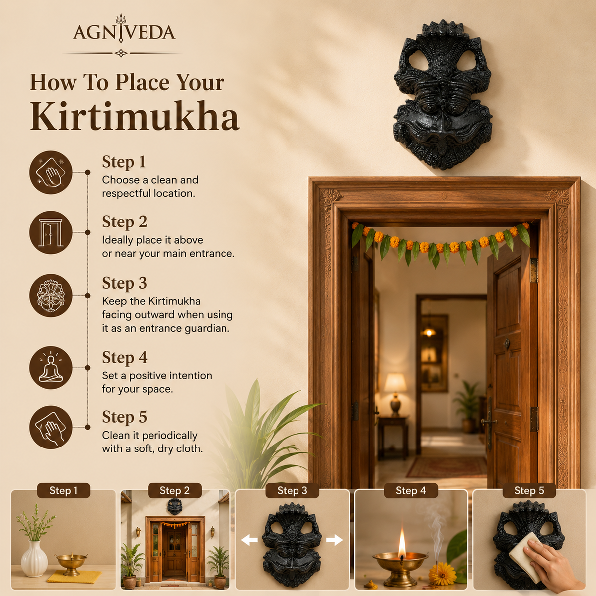 Kirtimukha Black Tourmaline Protection Kavach | Agniveda