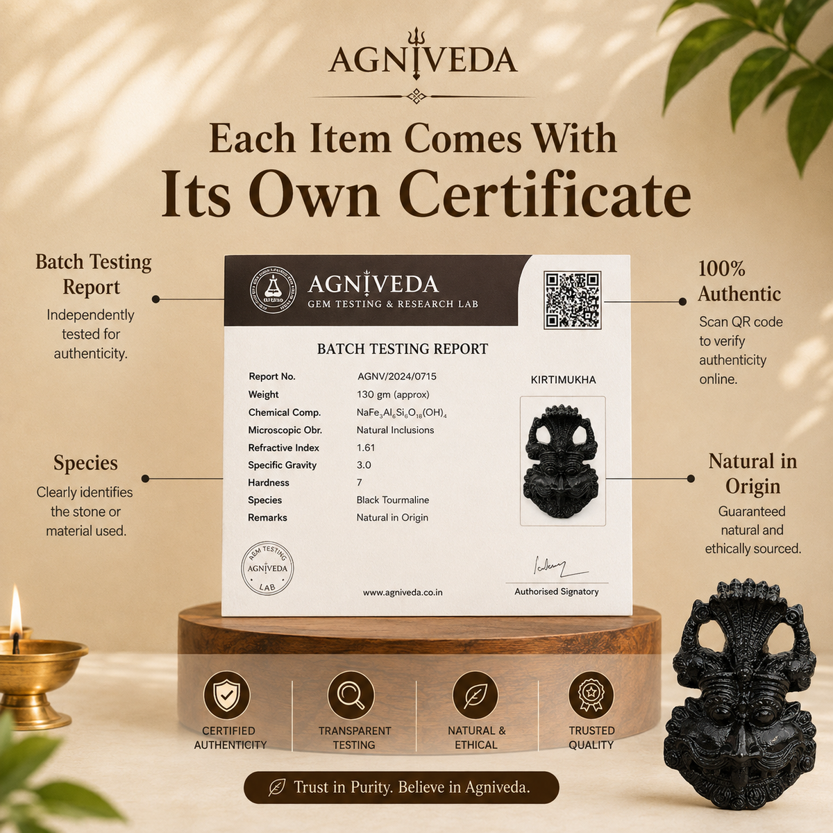 Kirtimukha Black Tourmaline Protection Kavach | Agniveda