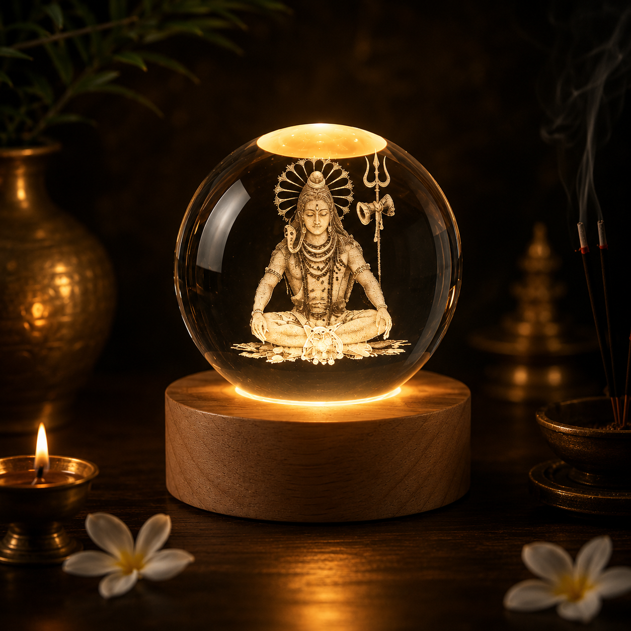 🕉️ Agniveda™ Mahadev Crystal Lamp