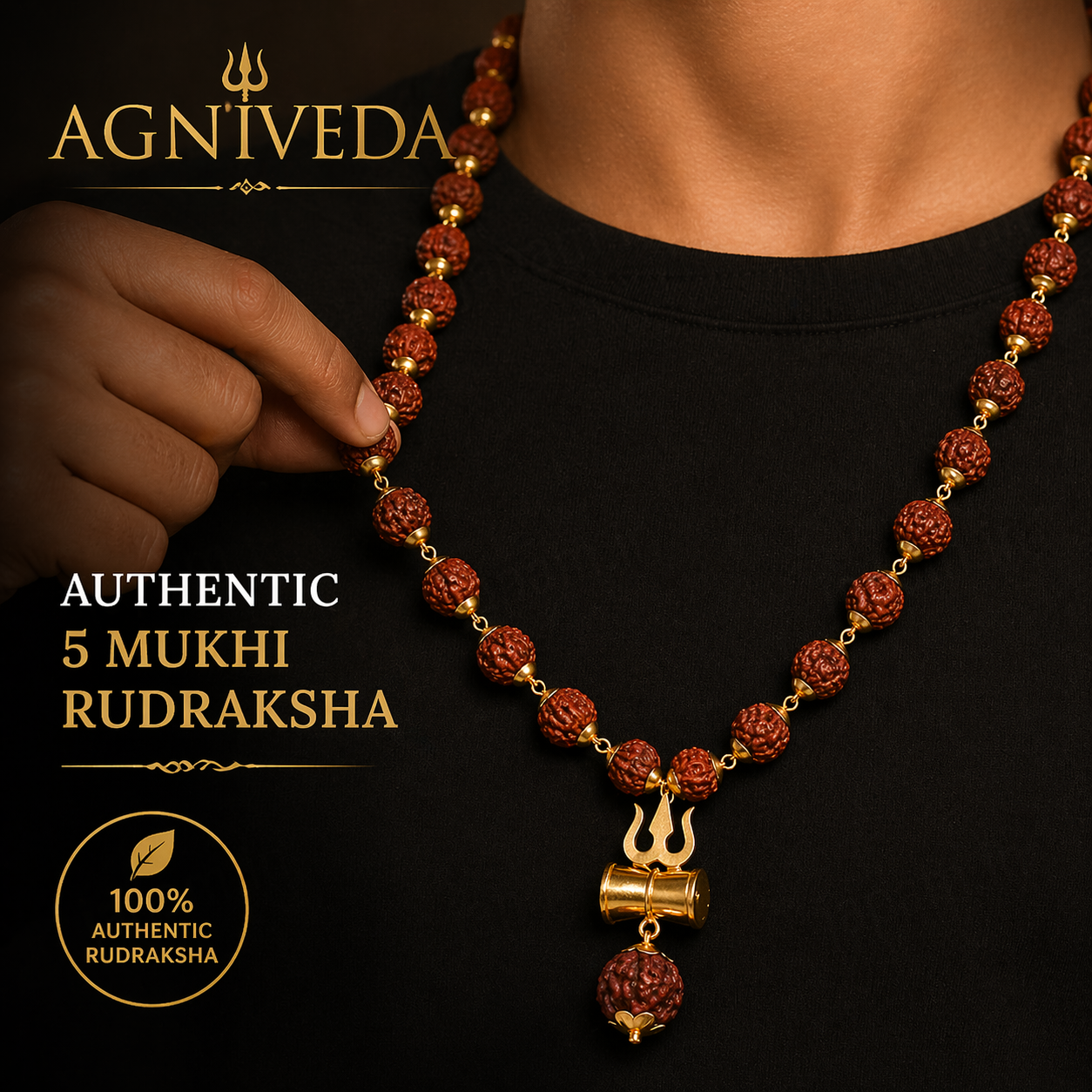 Agniveda™ Rudraksha Trishool Necklace