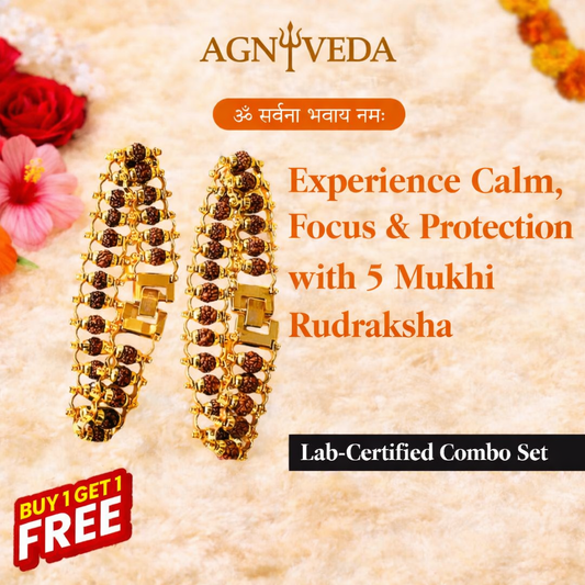 AGNIVEDA GOLD PLATED RUDRAKSHA BRACELET(BUY 1 GET 1 FREE)