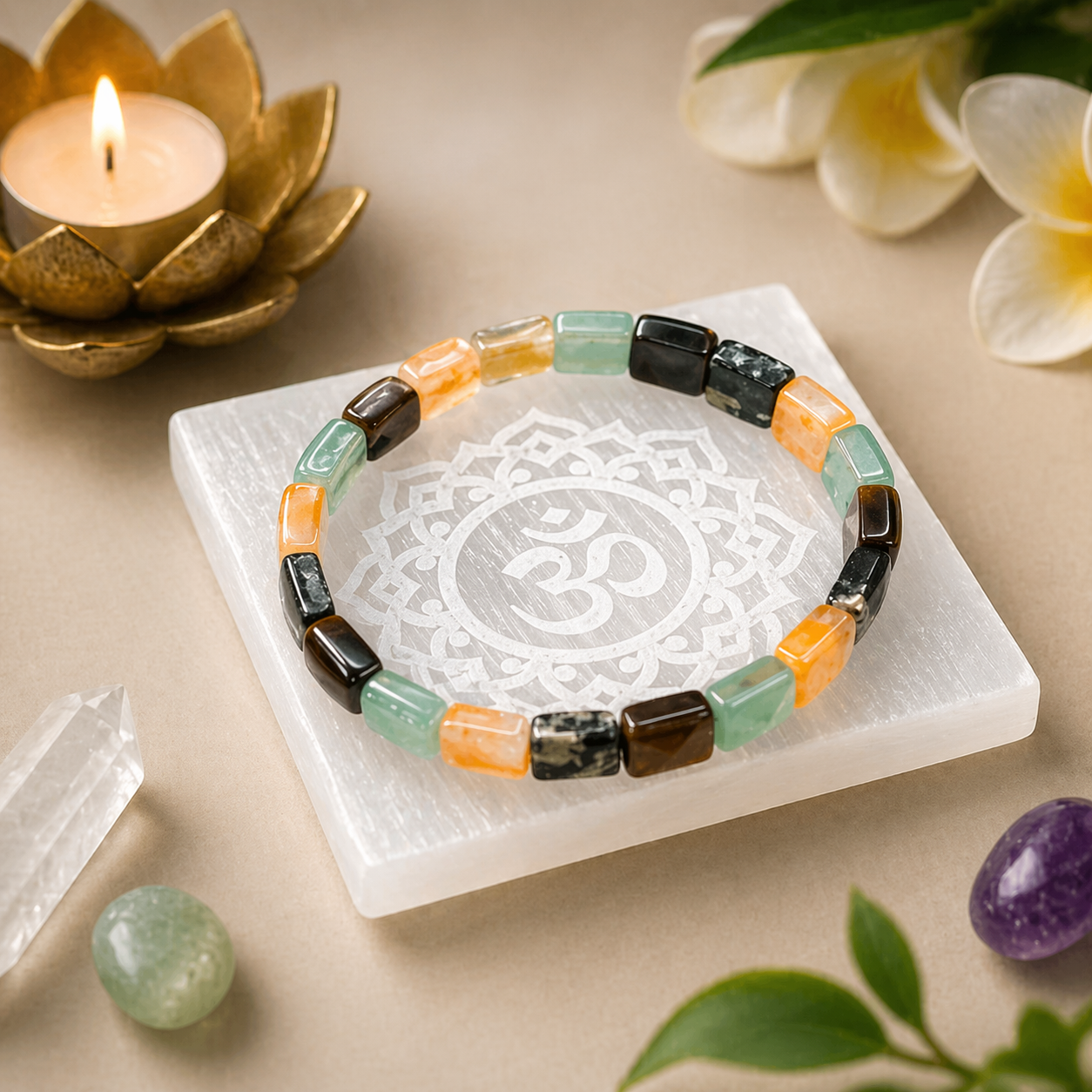 Agniveda Sacred Om Selenite Charging Plate